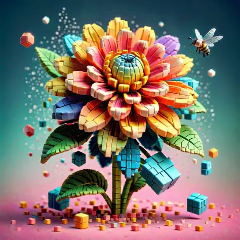 ral-3dcubes,<lora:ral-3dcubes-sdxl:1>,a lbee on a flower,colorful glowing dusty backround,masterpiece,high details,