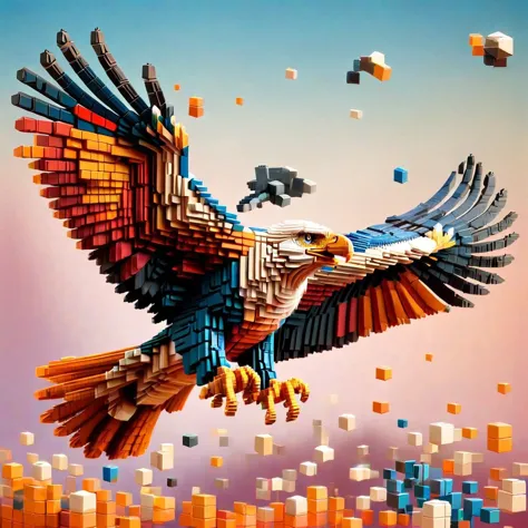 ral-3dcubes,<lora:ral-3dcubes-sdxl:1>,a flying eagle,msterpiece,high details,