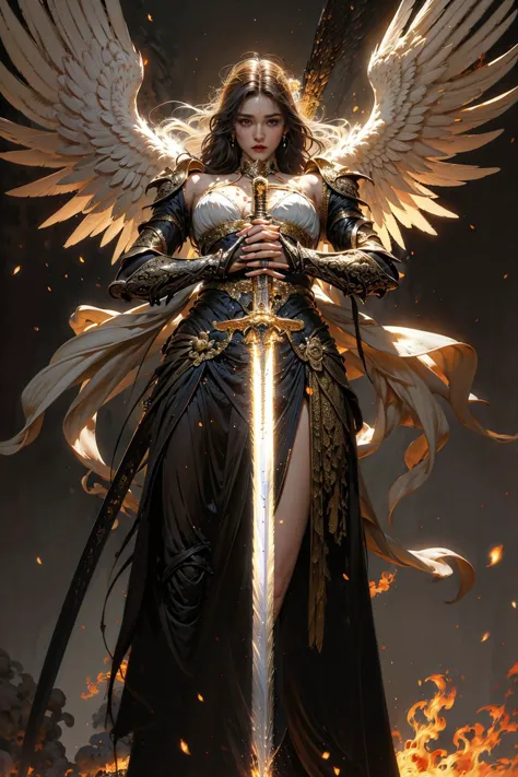 Angel,huge sword,, (masterpiece, best quality, high quality, highres, ultra-detailed),