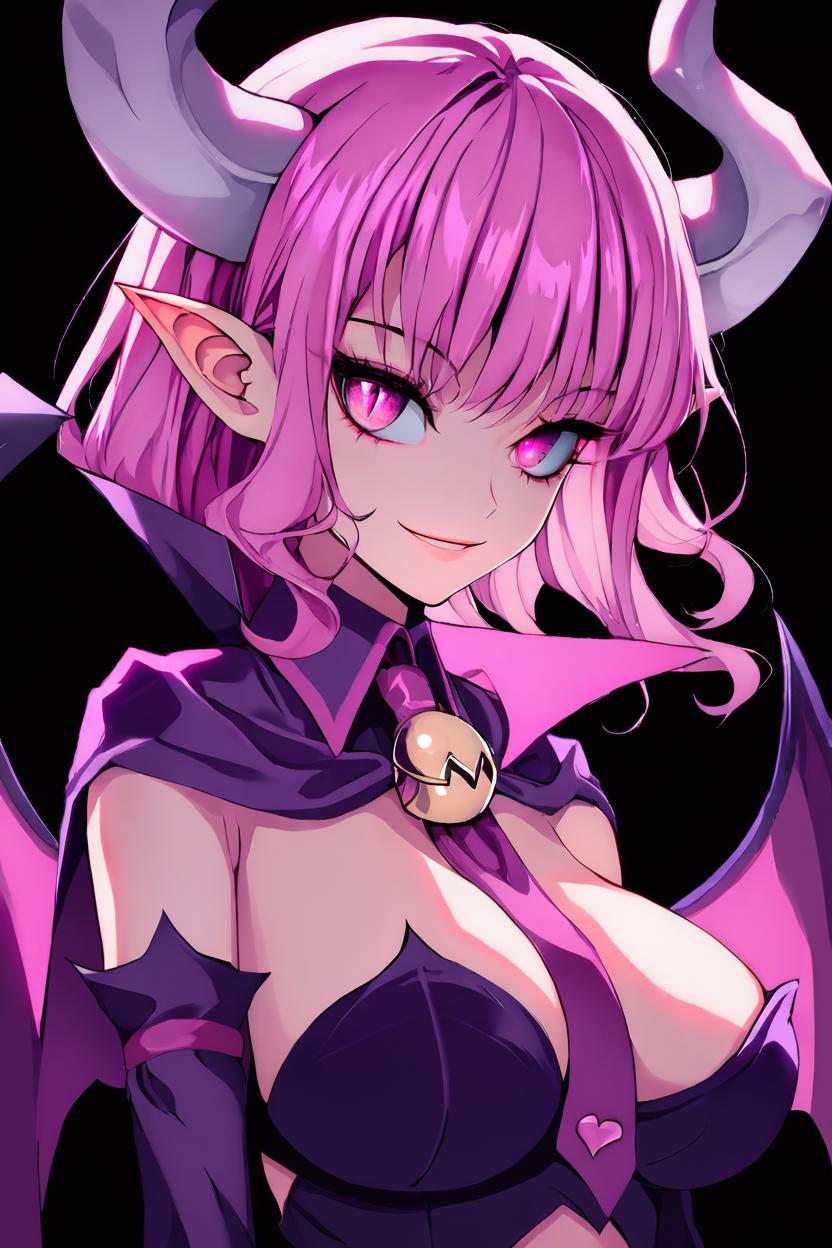 Anime girl with purple hair and horns posing for a picture - SeaArt AI