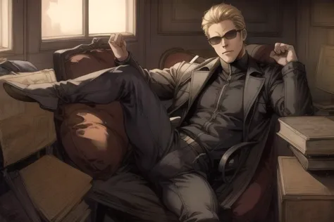 (Albert Wesker:1.4), highly detailed, highres, extremely detailed, detailed background, perfect eyes, perfect face, high quality, detailed face, anime, best quality, masterpiece, 4k, 8k, absurd resolution, cinematic lights, intricate detail, detailed hands, detailed eyes, animation, illustration, back combed hair, (blonde hair:1.4), combed back, hair back, short hair, comb back hair, (1man), back comb haircut, mature male, looking at viewer, shades, sunglasses, 1boy, black shirt, black trench coat, high definition, sharp focus, <lora:neg4all_bdsqlsz_V3.5:1>, OverallDetail, deep shadow, dimly lit, shade, animification, <lora:dreamlookai_lora_db_bb89d853_ckp_9966b693_step_3000_Wesker:0.7> wesker, <lora:Hiroyuki Kitazume:0.4>, edgQuality, Illust-InstaFilter, <lora:beard_slider_v10:-3>, <lora:gender_slider_v1:-4>, Best_QualityPos, Earth-QualityPos, BodyPositive, prettify, hotify, slick back hair, <lora:AlbertWeskerRE:0.5> AlbertWeskerRE, <lora:neg_bdsqlsz_V2:1>, pureerosface_v1, <lora:hyperdenoiser_v090:0.6>, <lora:hyperrefiner_v090:0.6><lora:REAlbertWesker:0.6> REAlbertWesker, ah1,<lora:add_detail:1>, kicking,