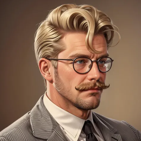 hud_grsr_hr, solo, male focus, 1boy, realistic, suit, blonde hair, mustache, beard, pompadour, <lora:hud_grsr_hr_sd15:0.75>, sou...