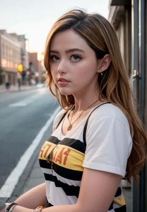 araffe girl with a white shirt and black and yellow shirt