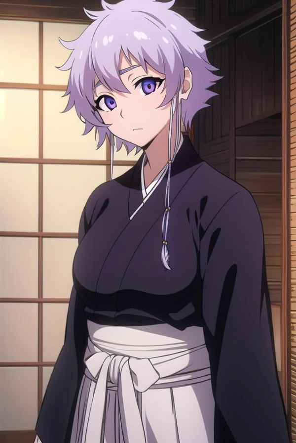 isanekotetsu, isane kotetsu, short hair, braid, purple hair - SeaArt AI