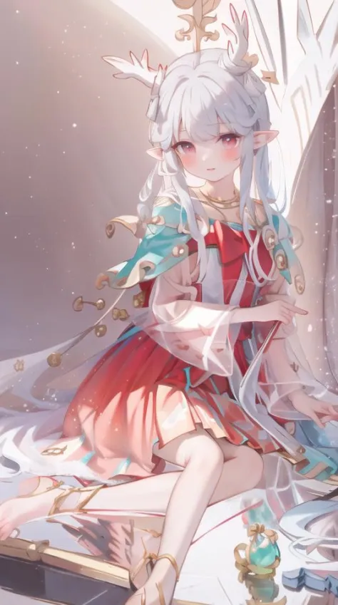 masterpiece, best quality,
solo,blush,
full body,
1gir,yaoyao,silver hair,dress,pointy ears,blue capelet,(white horns:1.2),bow,
...