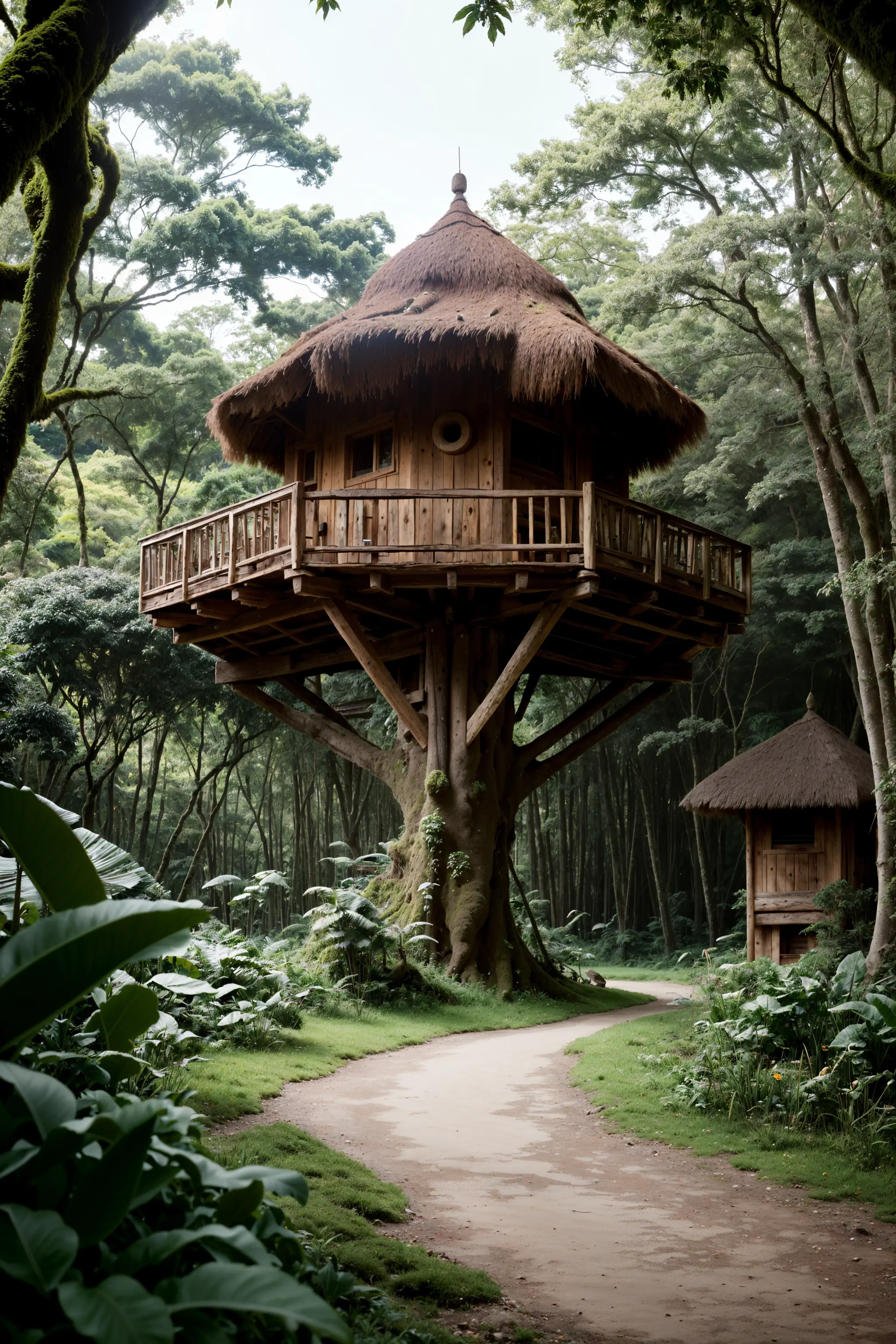 природа, безмятежный,  ancient village built within a lush тропический лес, плавно интегрируется с окружающей средой, тропический лес, архитектурный рендеринг, природа, дом на дереве, экологически чистый, тропический лес, интеграция,
(Лучшее качество, высокое качество, абсурд, сложная деталь, шедевр, Кинематографический), очень подробный, Размытость, зернистость, шум, эффекты линз,
