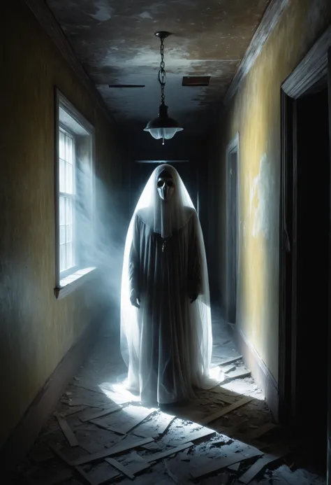 arafed woman in a veil and veiled head standing in a hallway