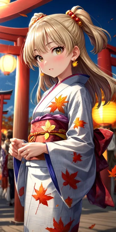 a woman in a kimono outfit standing in front of a red gate