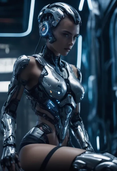 highly detailed best cinematic still frame, erotic sexy cyborg