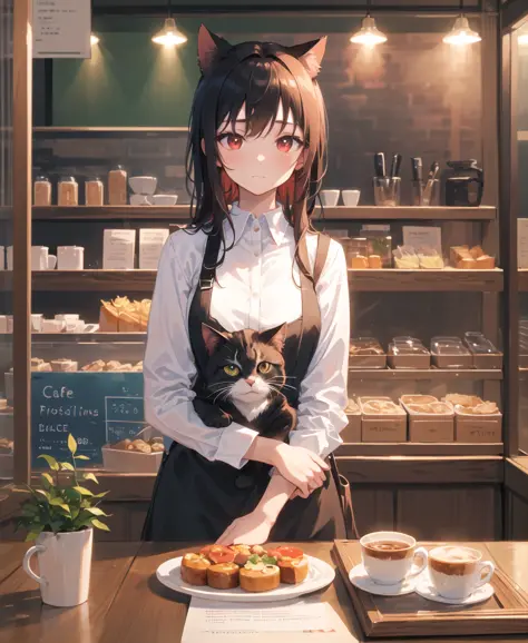 (masterpiece), (best quality), (intricate_details:1.1), (finely detailed:1.4), (distinct_image:1.2), (cafe background), girl, cu...