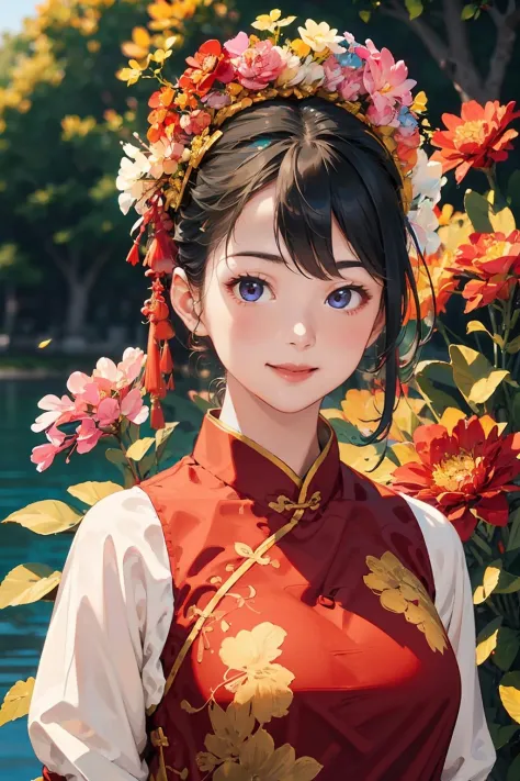 1 girl, smile, xunpu, chinese clothes, pink dress, flower print, hair flower, lake, floral , ((floral background))<lora:Xunpu_V6:0.7>
8k,,sexy,(realistic:1.1), (photorealistic:1.1), (masterpiece:1.1), (best quality:1.1), RAW photo, highres, ultra detailed,...