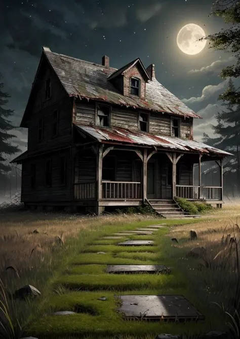 a picture taken from a video game of a house in the woods