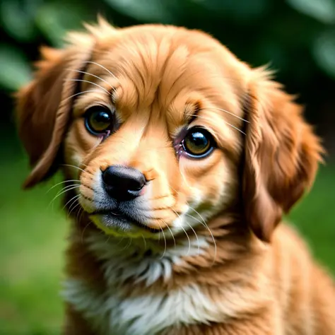 a cute puppy, Photorealistic, Hyperrealistic, Hyperdetailed, analog style, soft lighting, subsurface scattering, realistic, heavy shadow, masterpiece, best quality, ultra realistic, 8k, golden ratio, Intricate, High Detail, film photography, soft focus, RA...