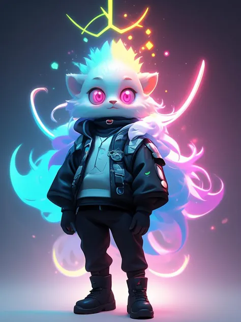 a cartoon character with a glowing head and a jacket