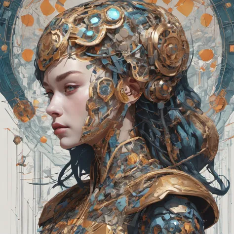 

Ultra detailed beautiful female android, side portrait, sharp focus, highly detailed vfx portrait, geometric shapes, global illumination, by james jean and moebius and artgerm and liam brazier and victo ngai and tristan eaton. vector art, digital illustration, concept art, dia de los muertos. 8 k, hdr


, detailed, realistic, 8k uhd, high quality