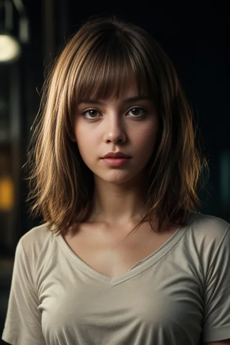 A photo of a beautiful cute young woman medium hair, <lora:DETAIL_SLIDER_BY_STABLE_YOGI:0.8> ighly detailed>,> photorealism, style of Michael Whelan and ilya kuvshinov, Rendering of film still of Winnie the Pooh in 2049, full of Ralph Bakshi, realistic, smooth face, perfect eyes, symmetrical, low contrast, cinematic lighting