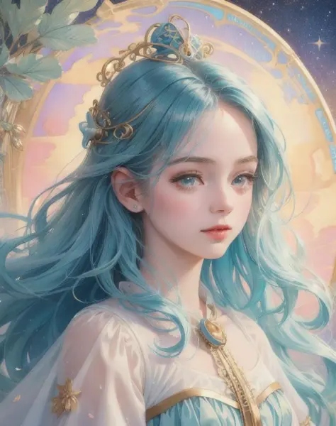 Princess girl with wing, Blue, Pastel, glitter, dramatic, dreamy, pastel, Watercolor, Whimsical, Delicate, seashell crown, Trending on Artstation, Highly detailed, Intricate, Portrait, digital painting, Fantasy theme, Fantasy robes, Fantasy concept art, Fantasy character art, Smug, Teenage girl, perfect body, full body, dreamy, pastel, Watercolor, Whimsical, Delicate, seashell crown, art by loish and lois van baarle, Trending on Artstation, Highly detailed, Intricate, Portrait, digital painting, (Cinematic Photo:1.3) of (Realistic:1.3),(Amusing:1.3) chibi, constellation, (1girl, solo:1.2), (chibi:1.3), eyeliner, eyelashes, looking at viewer, (shiny skin:0.16), (pale skin:0.33), (body blush:0.38), eyes beautiful, anime, realistic, masterpiece, best quality, movie still, cloud girl, floating in the sky, (close-up:1.1), bright, happy, fun, soft lighting,Highly Detailed,(Art Nouveau:1.3),(Baroque Art:1.3),(80s Art:1.3),naturalism,land Art,regionalism,shutterstock contest winner,trending on unsplash,featured on Flickr