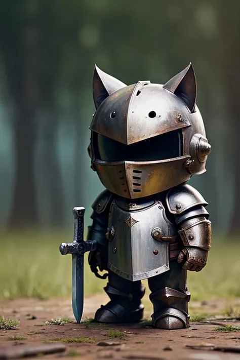 there is a small toy of a knight with a sword