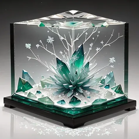 Aventurine, Intricate crystal formations that resemble frozen flowers, capturing the magic of nature,  inside (( Gemstone display stand )), <lora:epiNoiseoffset_v2Pynoise:2>