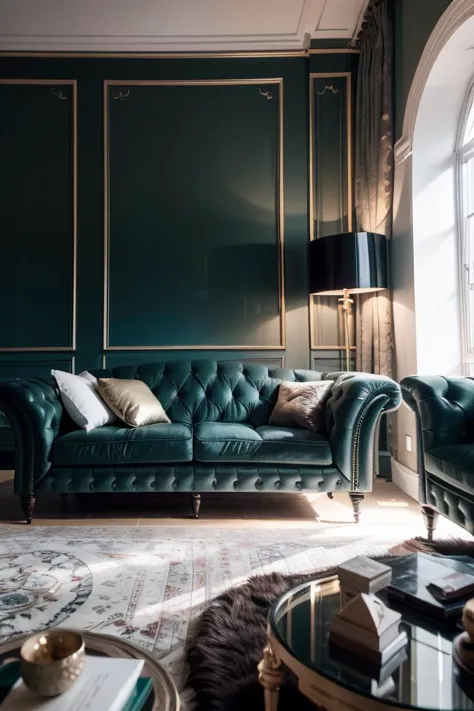 a close up of a couch in a living room with a rug