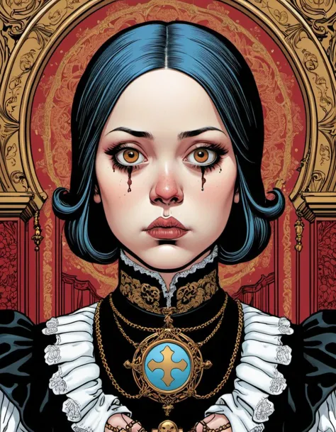 Victorian Gothic Art, Grégoire Guillemin, Renaissance, Daniel Clowes, Psychedelic Art, Mythpunk, chubby Steerage Female, Julio Shimamoto, Bronzepunk, Thriftcore, portrait art by Dave Stevens