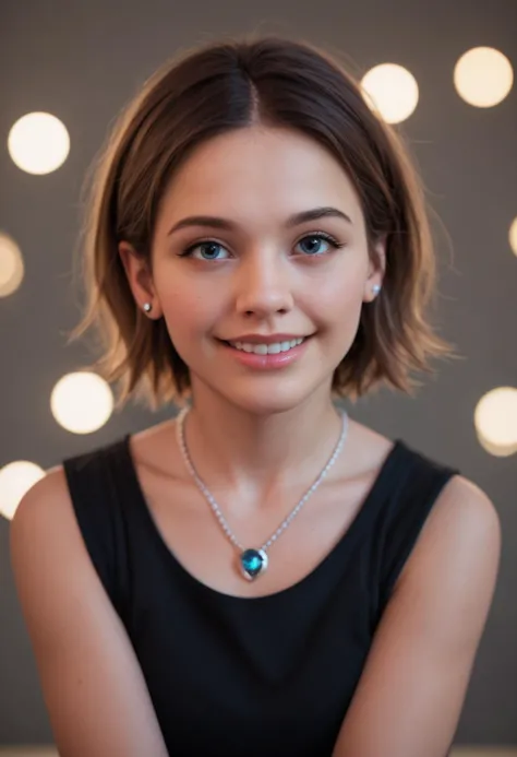 a woman with a necklace and a necklace on her neck