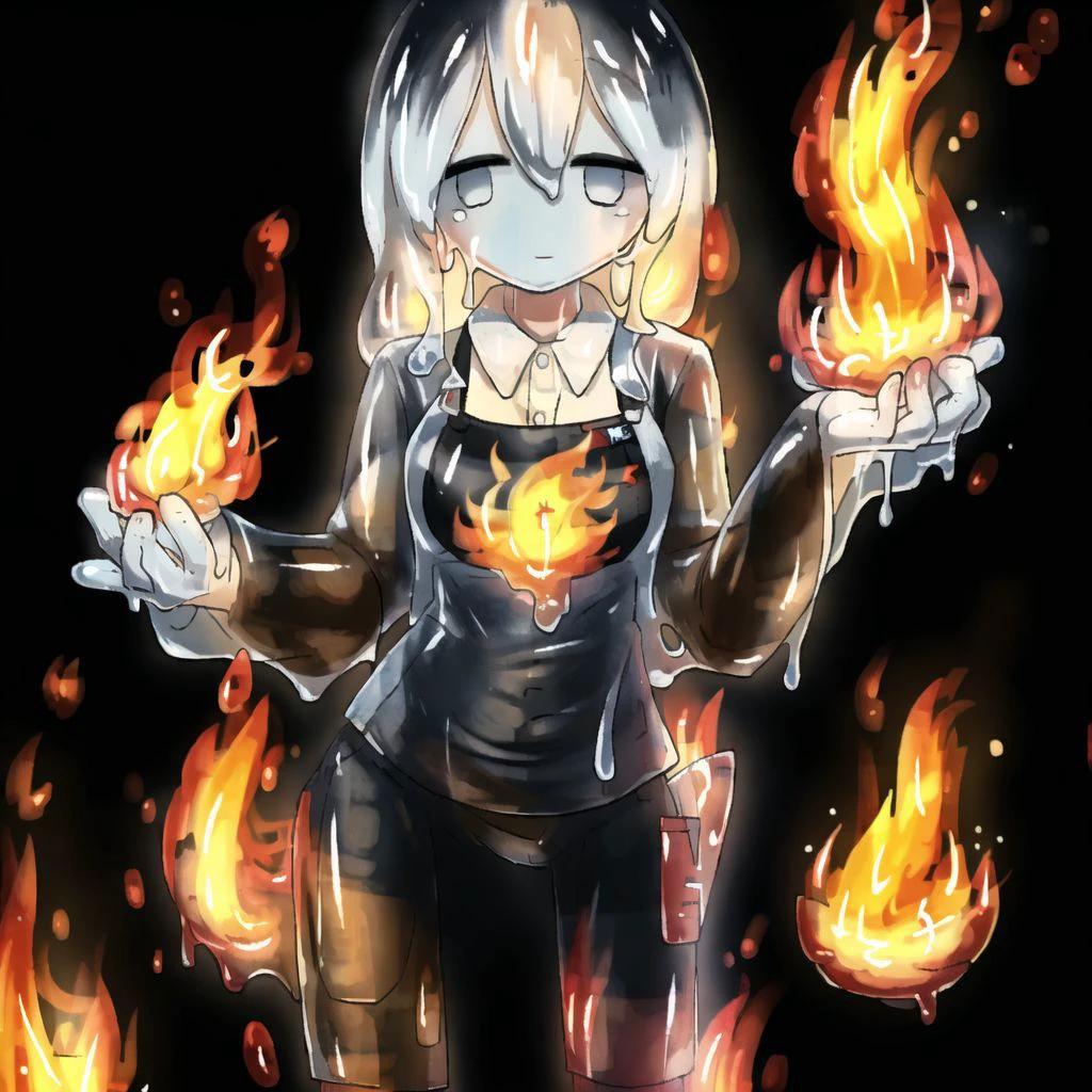 Anime girl with fire in her hands - SeaArt AI