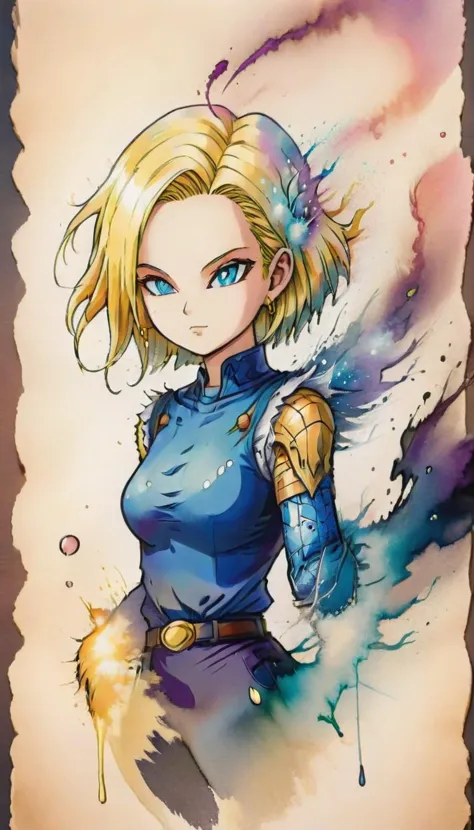 ethereal fantasy concept art of   <lora:Android18XL:.8>android18  <lora:ral-dissolve:1> dissolve <lora:SDXLInkStains:1>ink stain...