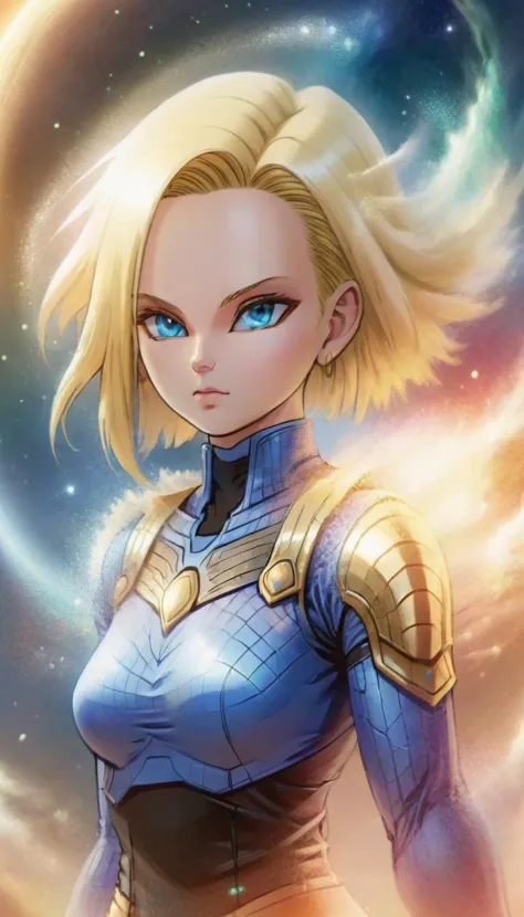 ethereal fantasy concept art of   <lora:Android18XL:.8>android18  <lora:ral-dissolve:1> dissolve . magnificent, celestial, ether...