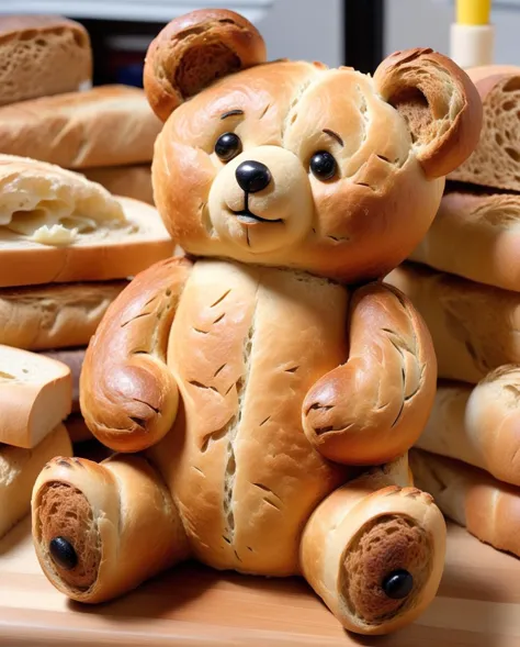 teddy bear made of bread  <lora:Bread:0.0.6>,