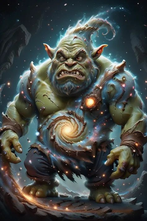 cute ogre with terrible strength made of mad-spiral-galaxy, intricate details, whimsical, magical, best quality, masterpiece <lo...
