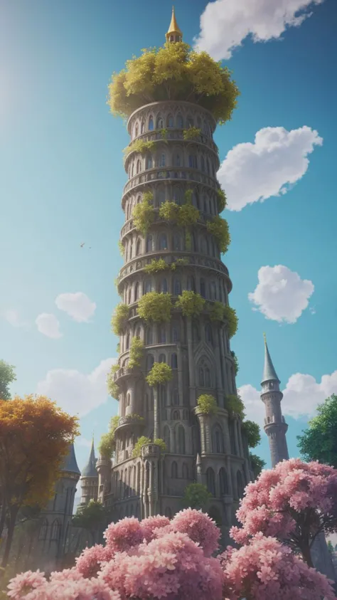 a tall tower with a tree on top of it in a park