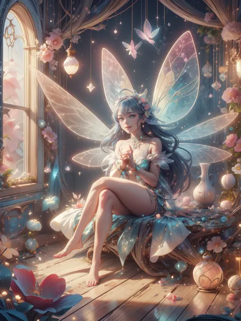 (masterpiece, top quality, best quality, official art, beautiful and aesthetic:1.2),faetech,scifi,pixie dust,iridescent,<lora:Fa...