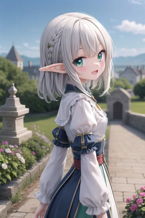 insanely detailed, absurdres, ultra-highres, ultra-detailed, best quality,
1girl, solo, nice hands, perfect hands
BREAK
elf girl, (sorcerer outfit), (nsfw:-1.5), (navel:-1)
BREAK
happy smile, laugh, open mouth
BREAK
from side,
standing, cowboy shot, looking at viewer
BREAK
slender, kawaii, perfect symmetrical face, ultra cute girl, ultra cute face, ultra detailed eyes, ultra detailed hair, ultra cute, ultra beautiful
BREAK
fantasy world, garden of castle, depth of field, ultra detailed background
BREAK
small breasts,
BREAK
silver hair, elf ear, green eyes