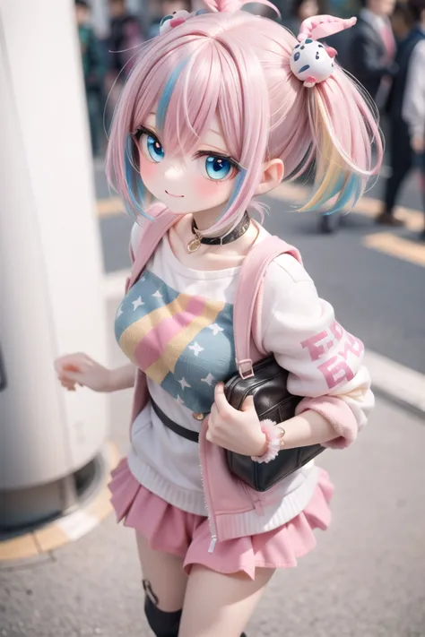 insanely detailed, absurdres, ultra-highres, ultra-detailed, best quality,
1girl, solo, nice hands, perfect hands
BREAK
(Harajuku-style Decora pank fashion:1.5), (girl with layered colorful clothing:1.3), (multiple hair clips),
knee-high socks with different patterns, carrying a plushie, standing in front of a graffiti wall
BREAK
(nsfw:-1.5)
BREAK
happy smile, laugh, closed mouth
BREAK
,
standing, cowboy shot, looking at viewer
BREAK
slender, kawaii, perfect symmetrical face, ultra cute girl, ultra cute face, ultra detailed eyes, ultra detailed hair, ultra cute, ultra beautiful
BREAK
in school ground, depth of field, ultra detailed background
BREAK
medium large breasts
BREAK
(random color hair, multicolored hair:1.2), rainbow color eyes, bob with bangs, hair between eyes