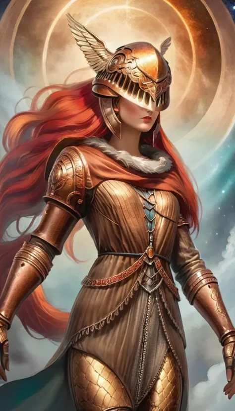 ethereal fantasy concept art of   <lora:MaleniaXL:.8> malenia woman, full body <lora:SDXL_Sacred_beast:.4> helmet, intense red h...