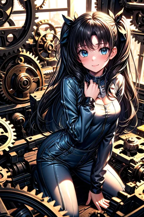(masterpiece, best quality, detailed), 1girl, solo, looking at viewer, EPfsnRin, black hair, very long hair, twintails, two side...