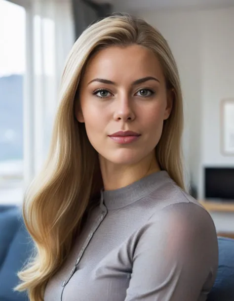 <lora:barbiefy:1.0> Norway,  a young beautiful woman at a living room