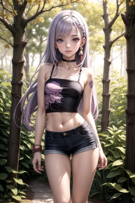 masterpiece, best quality, highly detailed, 1girl, small breasts, petite, long hair, light purple hair, ((gradient hair)), grey ...