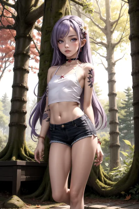 masterpiece, best quality, highly detailed, 1girl, small breasts, petite, long hair, light purple hair, ((gradient hair)), grey ...