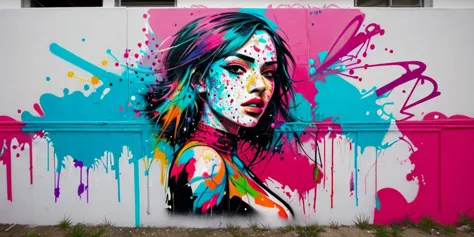 graffiti style nsfw graffiti art of a woman on a wall,  suburbs,  . street art, vibrant, urban, detailed, tag, mural, a painting...