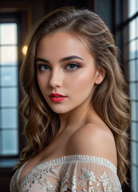 <lora:Summer_Busty_and_Petite_Mix_V3:0.58>Summer, petite girl, large breasts,  light brown hair, HDR photo of beautiful young wo...