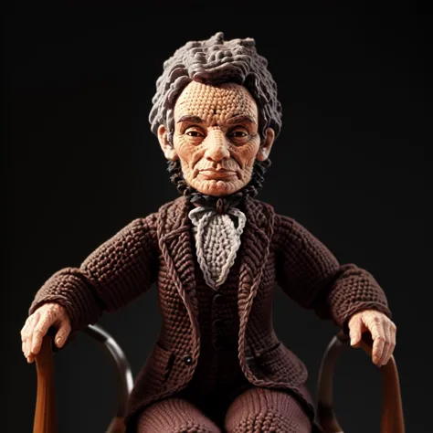 <lora:knitting:0.9> crochet figure, abraham lincoln