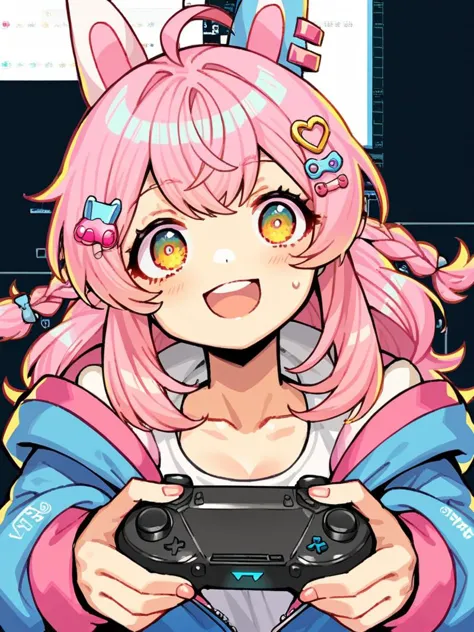 Pippa Pipkin, dohna dohna, controlador ps4, pontuação de cabelo rosa_8_acima  