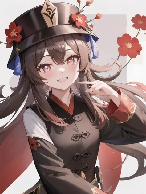 anime girl with a top hat and a flower in her hair