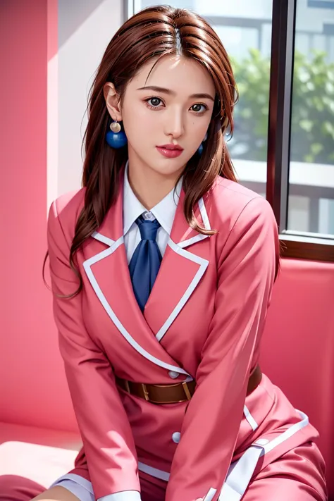 (day),school,classroom, windows,
dynamic pose, standing at attention,
pink pencil skirt, pink jacket,collared shirt, white shirt, blue necktie,belt,
<lora:Takashima_Kumi_Isaku-KK77-V3:0.7>,jewelry,earrings,
bangs,long hair,brown hair,green eyes,
,<lora:more_details:0.1>,
1 girl, 20yo,Young female,Beautiful long legs,Beautiful body,
Beautiful Nose,Beautiful character design, perfect eyes, perfect face,expressive eyes,perfect balance,
looking at viewer,closed mouth, (innocent_big_eyes:1.0),(Light_Smile:0.3),
official art,extremely detailed CG unity 8k wallpaper, perfect lighting,Colorful, Bright_Front_face_Lighting,White skin,
(masterpiece:1.0),(best_quality:1.0), ultra high res,4K,ultra-detailed,
photography, 8K, HDR, highres, absurdres:1.2, Kodak portra 400, film grain, blurry background, bokeh:1.2, lens flare, (vibrant_color:1.2),professional photograph,
(Beautiful,large_Breasts:1.3), (beautiful_face:1.5),(narrow_waist),