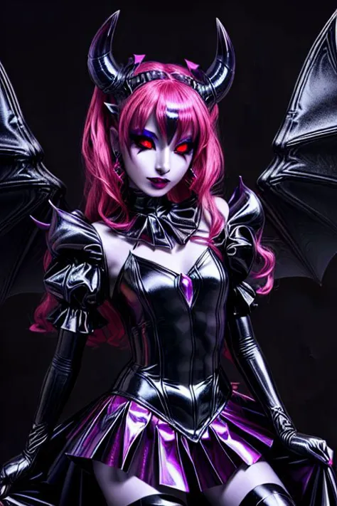 a close up of a woman in a costume with a bat