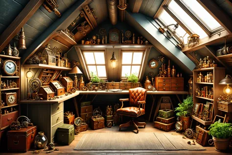 photorealistic, detailed digital illustration of a Biopunk Quiet attic with vintage trinkets,  <lora:EnvyCozyXL01:0.7>,  <lora:xl_more_art-full_v1:0.7>, <lora:EnvyBiophilicXL01:0.7>