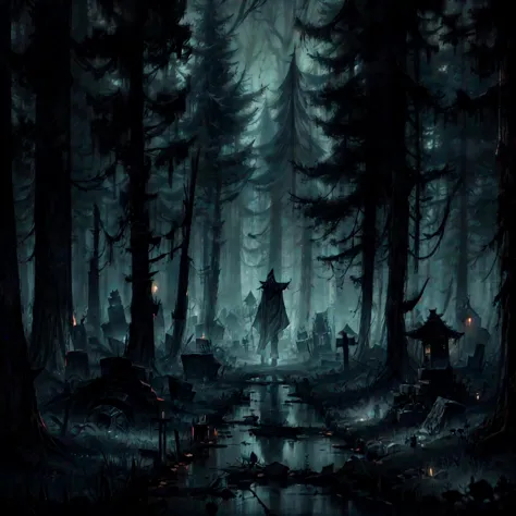 (a late night walk), (through the haunted woods), (with a menacing shadowy figure in the distance), <lora:The_Deep_Dark_Forest:0.8>, <lora:add_detail:0.6>, very detailed, <lora:more_details:0.6>, high quality, highres, masterpiece, best quality, 8k, intricate, detailed