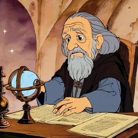 a close up of a cartoon of a man sitting at a desk